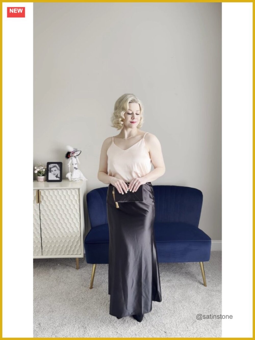 Satin Maxi Skirt High Waisted A-Line Flowy Formal Cocktail Party - Picture 6 of 6
